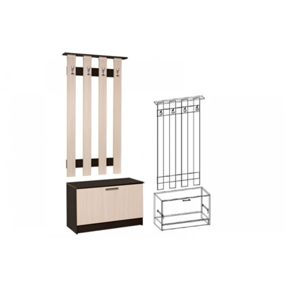 Модульная прихожая "Машенька" №6 Венге/Дуб молочный