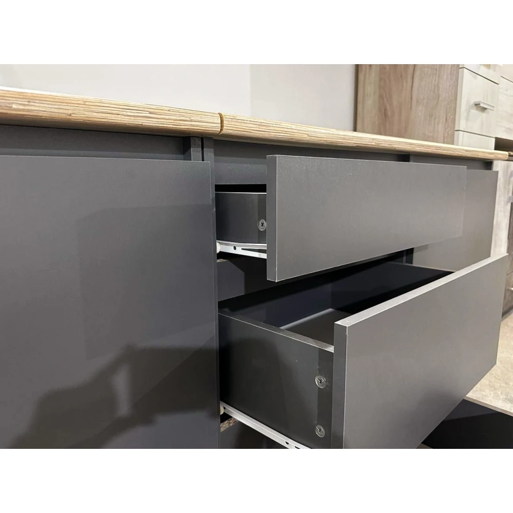 Кухня "Денвер ЛК" 2м Графит/Дуб сонома