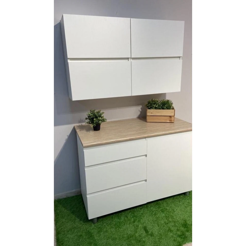 Кухня "Токио МРКГ 1" 1.2м Белый текстурный