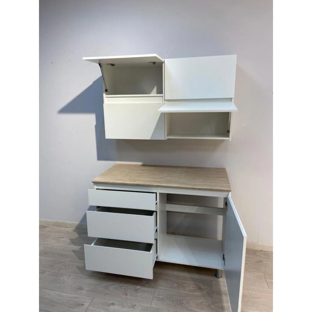 Кухня "Токио МРКГ 1" 1.2м Белый текстурный