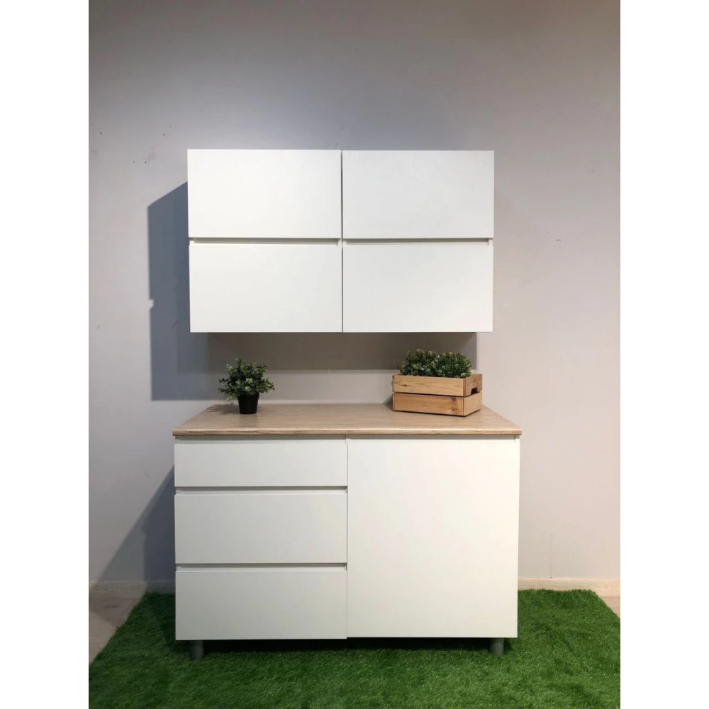 Кухня "Токио МРКГ 1" 1.2м Белый текстурный