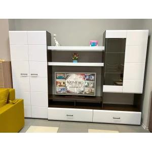 Стенка гостиная "МГС-7" Дуб венге/Белый глянец