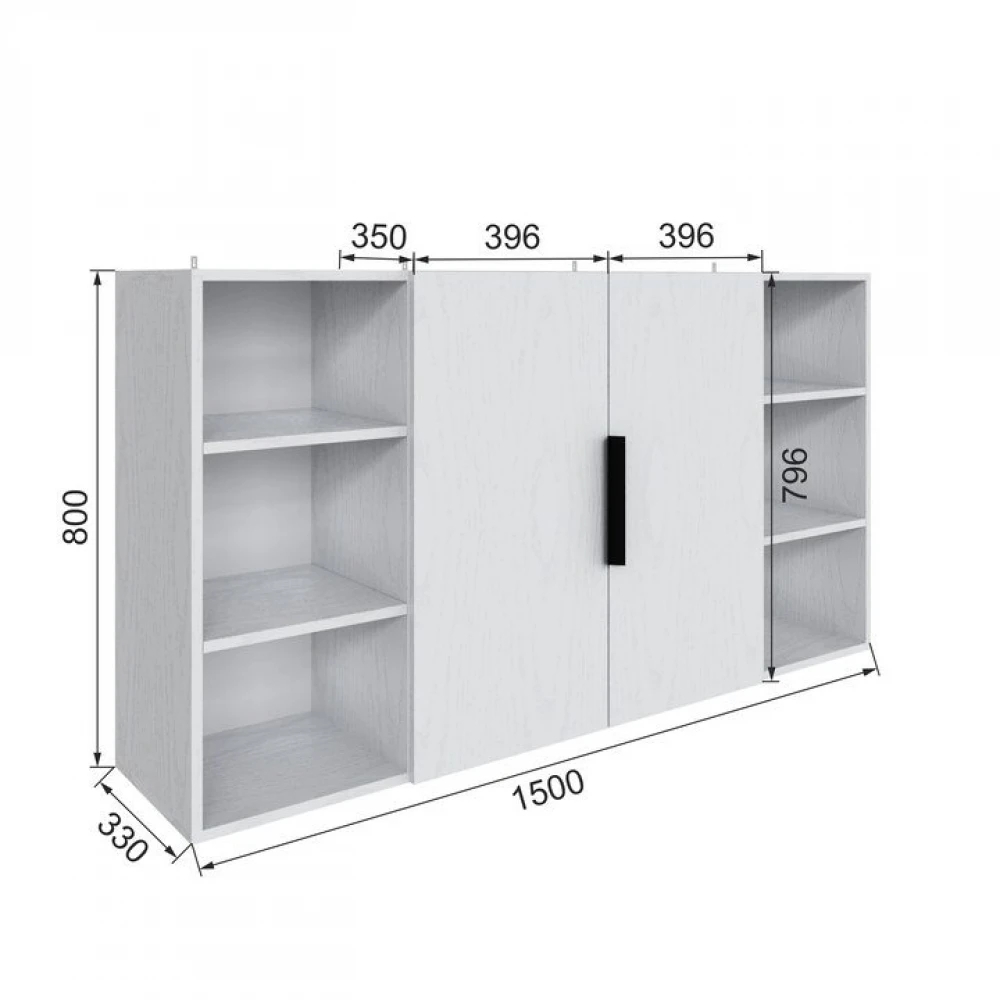Полка навесная "Мадрид" ПН-2 1,5м Белый