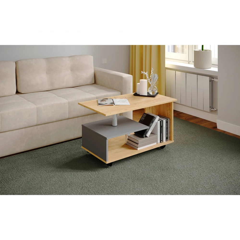 Журнальный стол "Консул-5" Дуб крафт золотой/Графит
