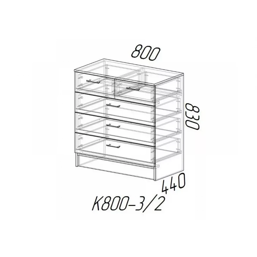Комод 800 3/2 КВ Белый