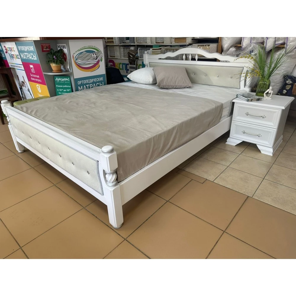 Кровать "Карина-11" КВ 1,6м Белый жемчуг