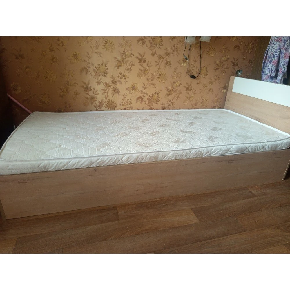Кровать "Эко" КВ 1.2 м Дуб Вотан/Белый