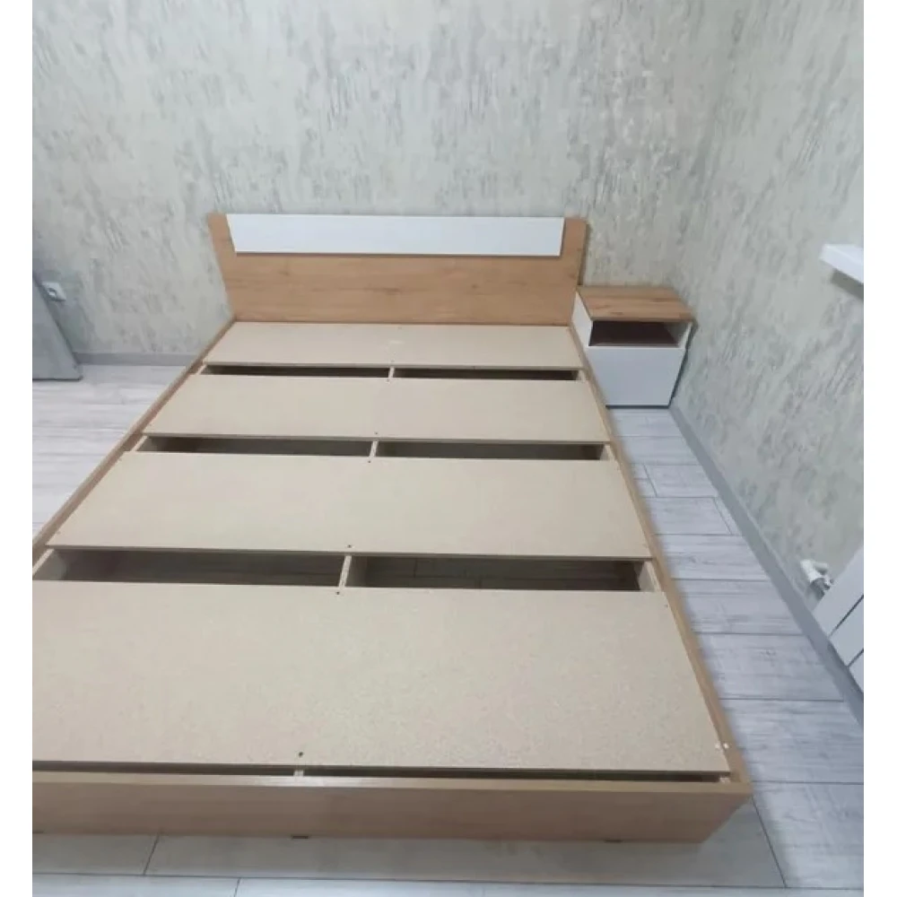 Кровать "Эко" КВ 1.4 м Дуб Вотан/Белый