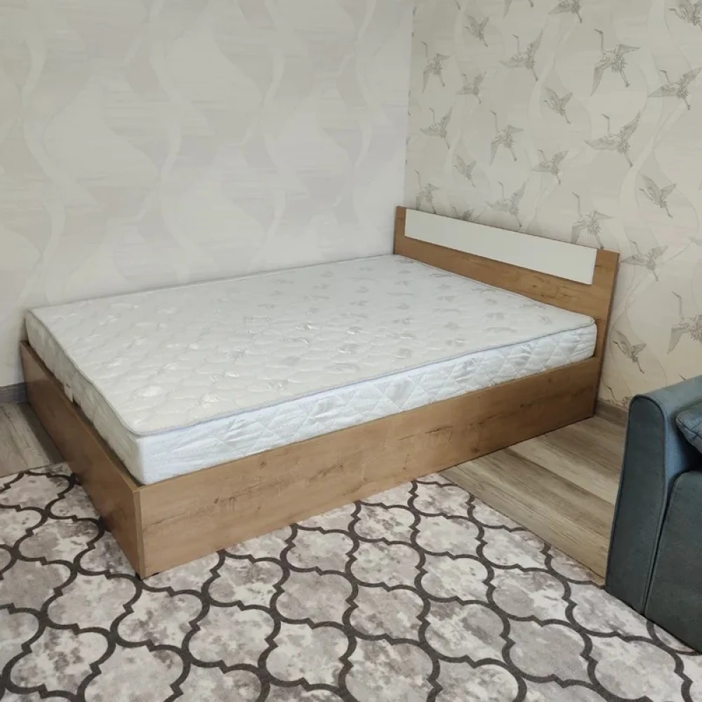 Кровать "Эко" КВ 1.6 м Дуб Вотан/Белый