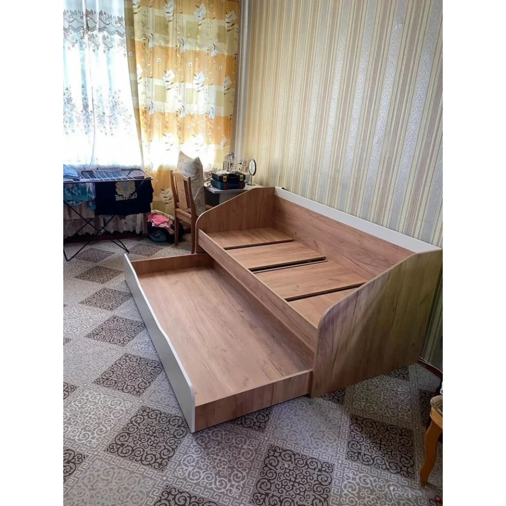 Кровать "Олимпик" Дуб крафт золотой/Белый