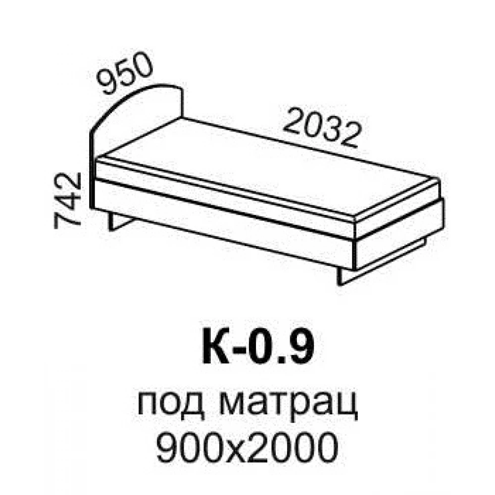 Кровать "К-0,9" Ясень анкор