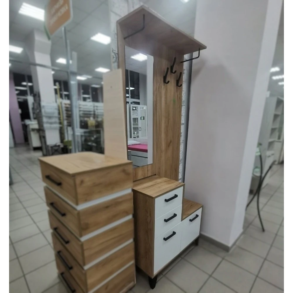 Центральная секция "Витра" Белый/Дуб Крафт Золотой