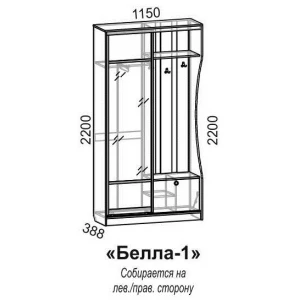 Прихожая купе "Белла" Ясень шимо тёмный/светлый