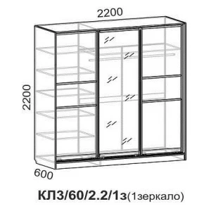 Шкаф-купе "Люкс КЛ3/60/2.2/1з" ясень