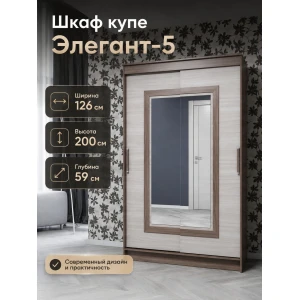 Шкаф купе "Элегант-5" КВ Ясень шимо тёмный/светлый