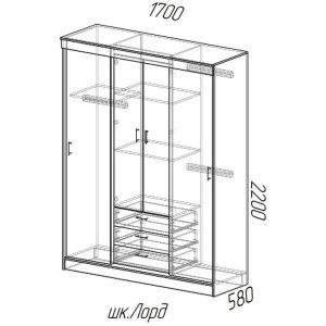 Шкаф купе "Лорд" Ясень-шимо