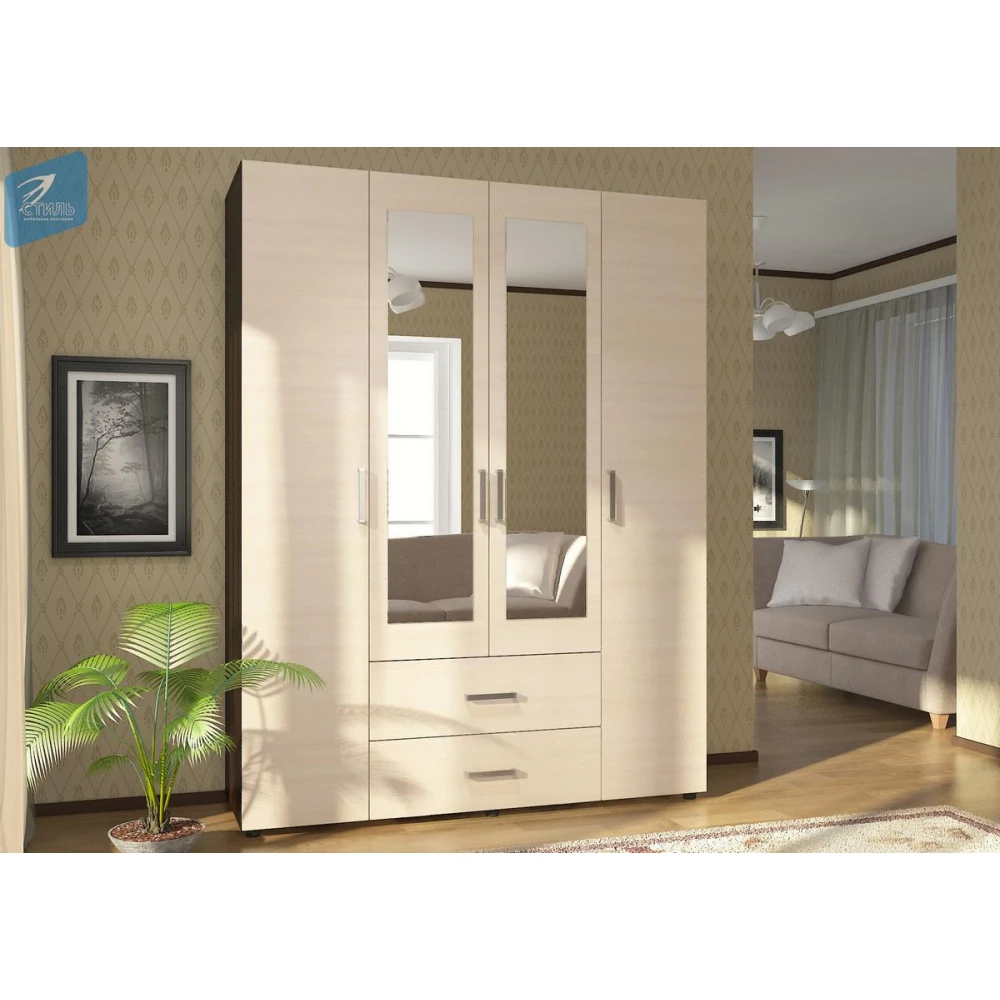 Шкаф "Эва ШК-020" 4-х ств. Белый гладкий КВ