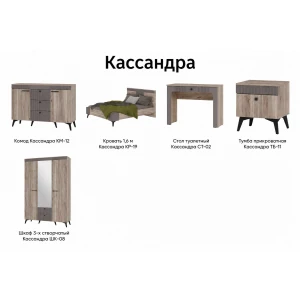 Кровать "Кассандра КР-19" Дуб смоки/MF14 БН