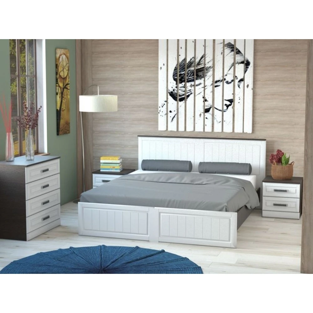 Кровать "НКМ ВЕНЕЦИЯ-1 секция-14" 1,4м Венге/Белое дерево КВ